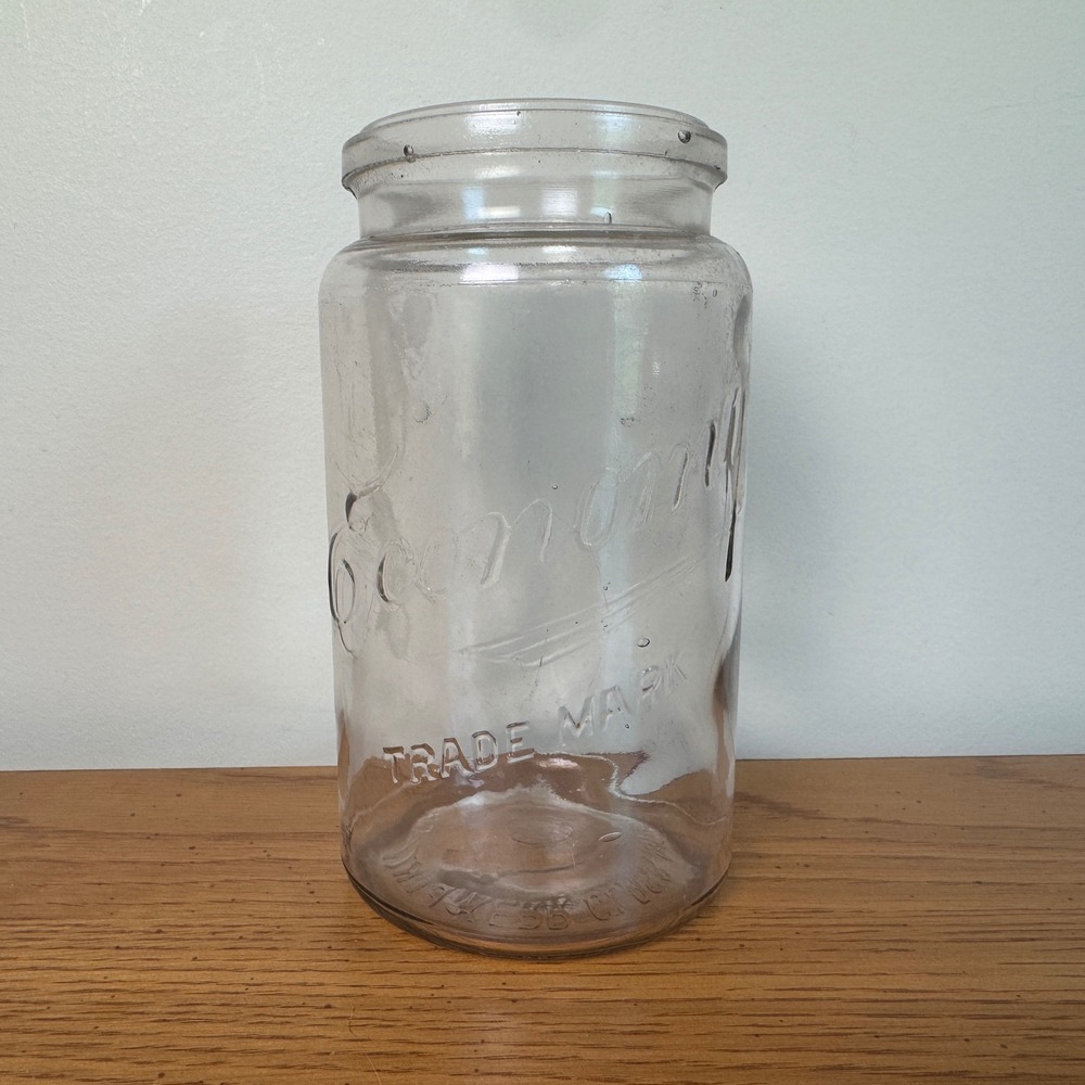 Antique‎ Kerr Glass Economy Portland Oregon Clear Glass Jar Storage Canning